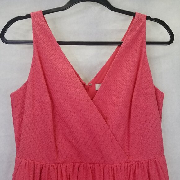 Ana Taylor Loft A-Line Dress Women's 4 Petite Pink Surplice Textured Pleated NEW - Picture 10 of 16